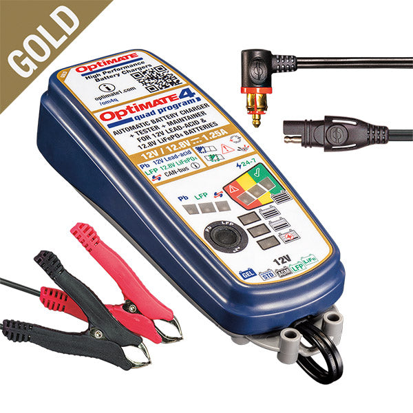 Tecmate Optimate 4 quad program carica mantenitore batterie moto e scooter