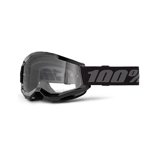 100% maschera cross motard Strata 2 nera lente trasparente